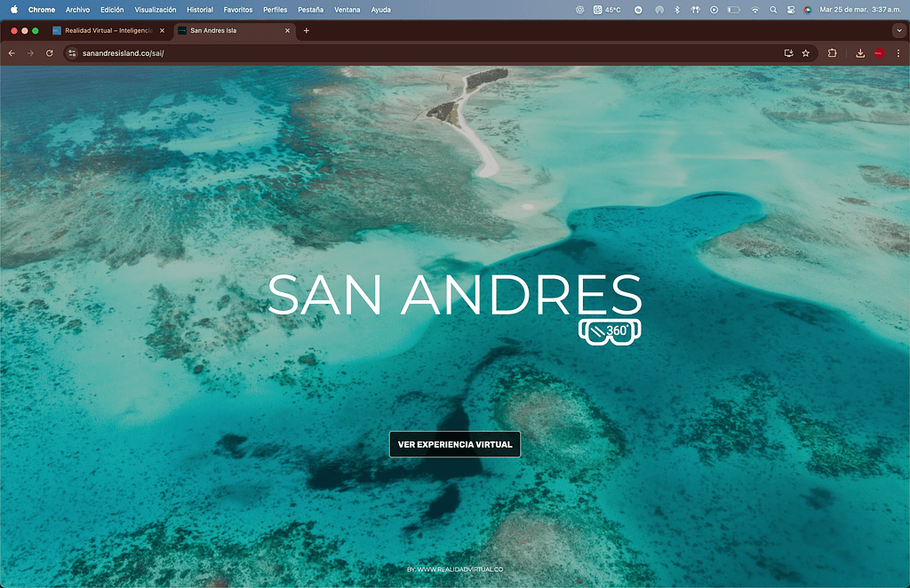 Vista interactiva con descripción contextual de San Andrés Isla para turistas